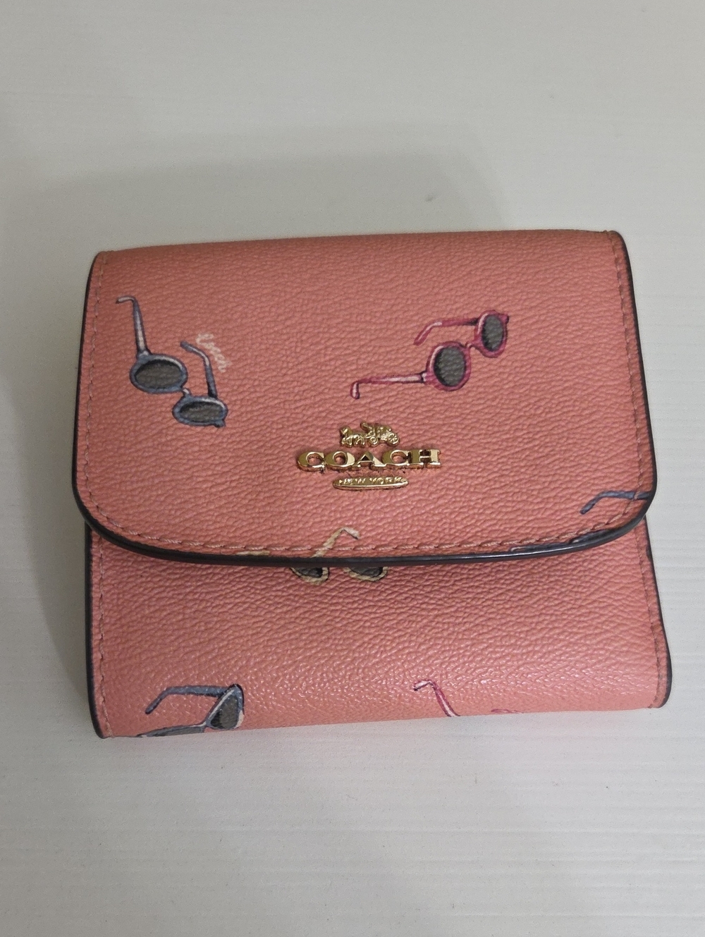 Coach Pink Sunglasses Print Compact Wallet